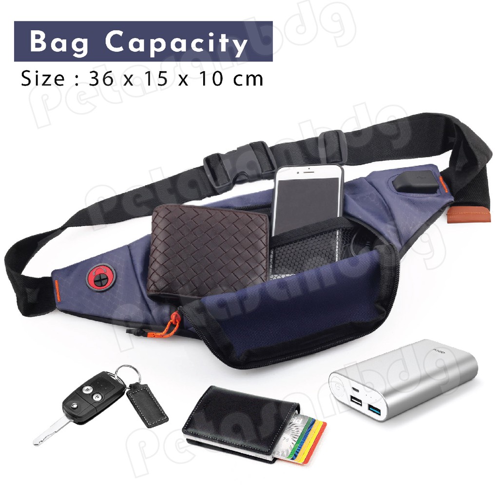 PTS - Tas Selempang With Charging Port Crossbody Bag Gear Bag 13111 PORT + FREE USB EXTENTIONS CABLE