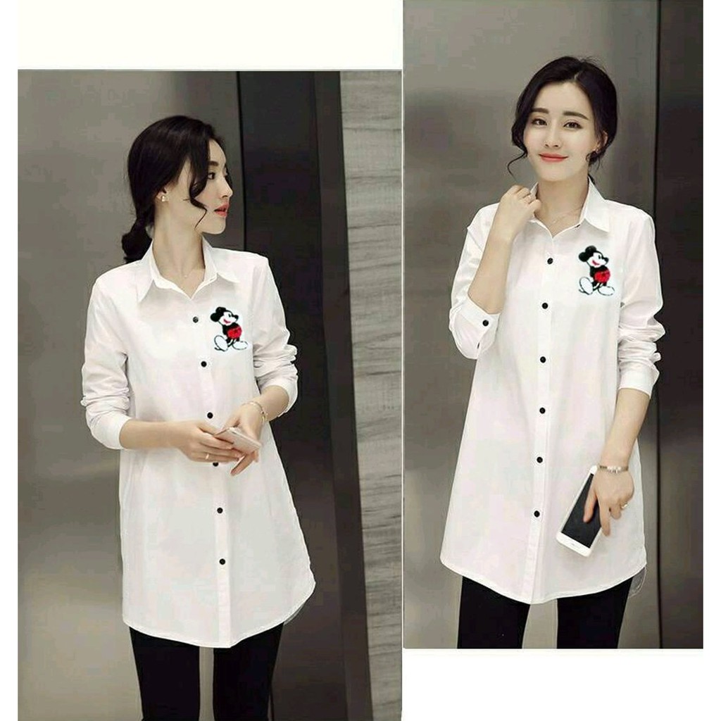 Ss KEMEJA KOREA katun wanita murah sexy cewek gaul lengan tangan panjang marun putih simple elegan
