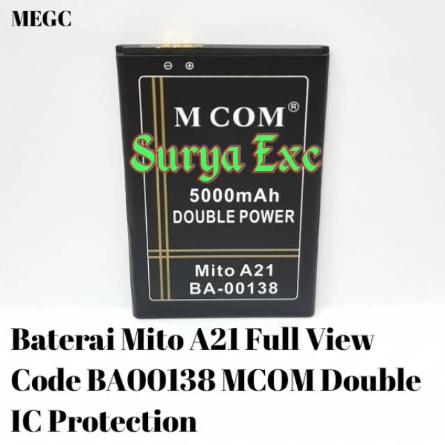 Baterai Mito A21 Full View / Mito A21 Fullview Code BA00138 Double
IC Protection