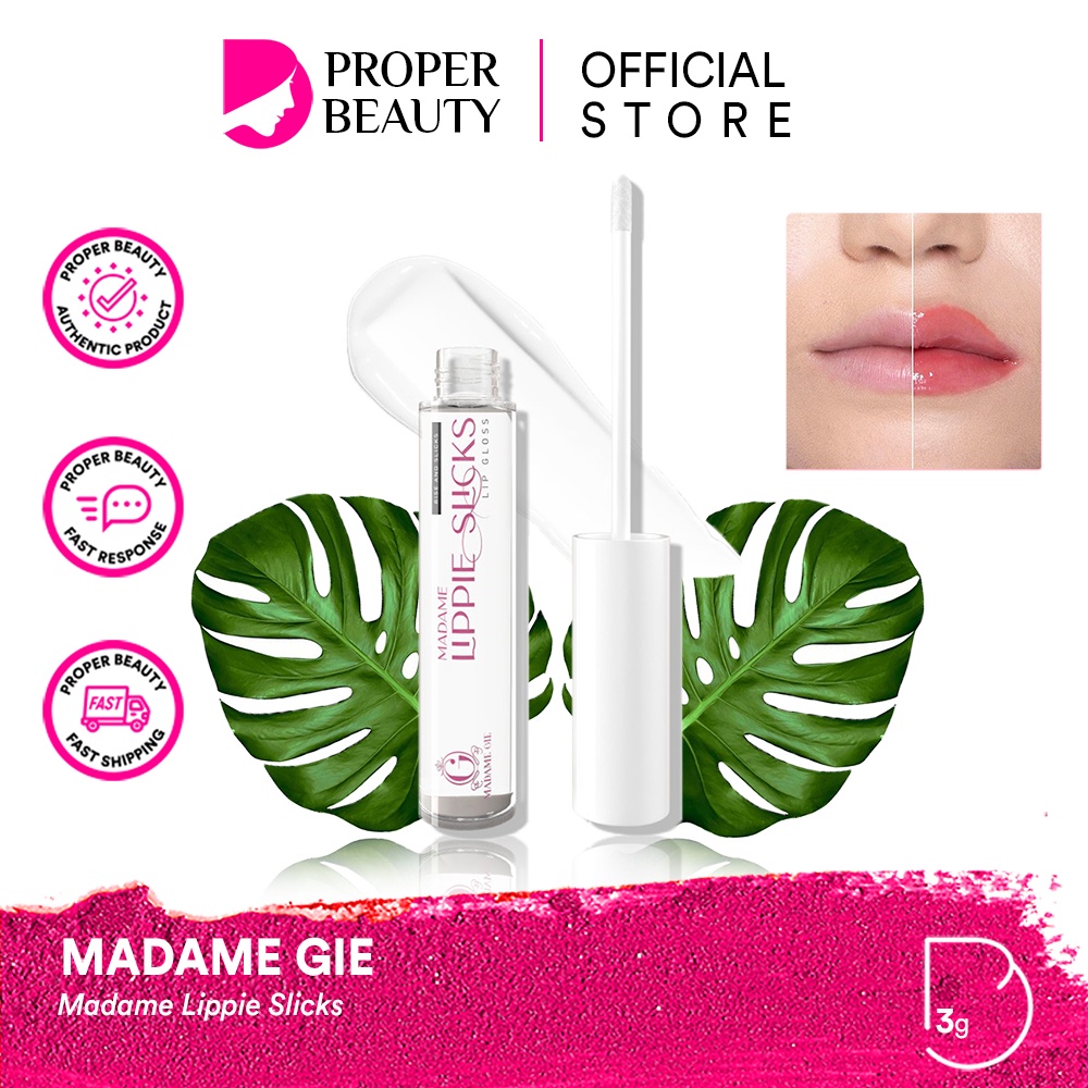 MADAME GIE Madame Lippie Slicks Indonesia / Lip Gloss Primer BB Foundation Loose Powder Lipstick Eyeshadow Blush On Eyeliner Eyebrow Mascara Lipstick Matte Balm Kutek / Facial Wash Toner Essence Serum Sunscreen Moisturizer Cream Mask Masker / Lipill Paket