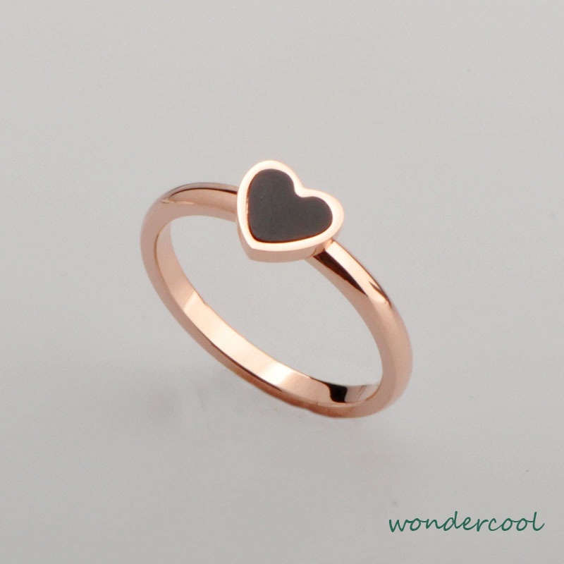 Korean Cinta Hati Cincin Titanium Lapisan Emas Model  Rose Gold-Won