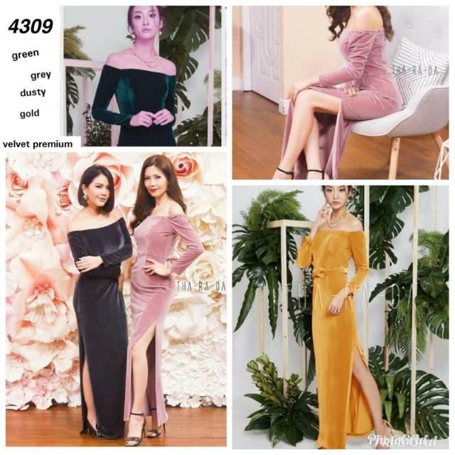 longdres bludru 4309(ld 86-90) party dress / longdress / long dres sabrina panjang murah bludru