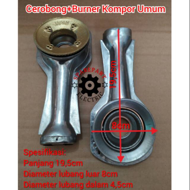 CEROBONG + BURNER KUNINGAN KOMPOR GAS UMUM UNIVERSAL