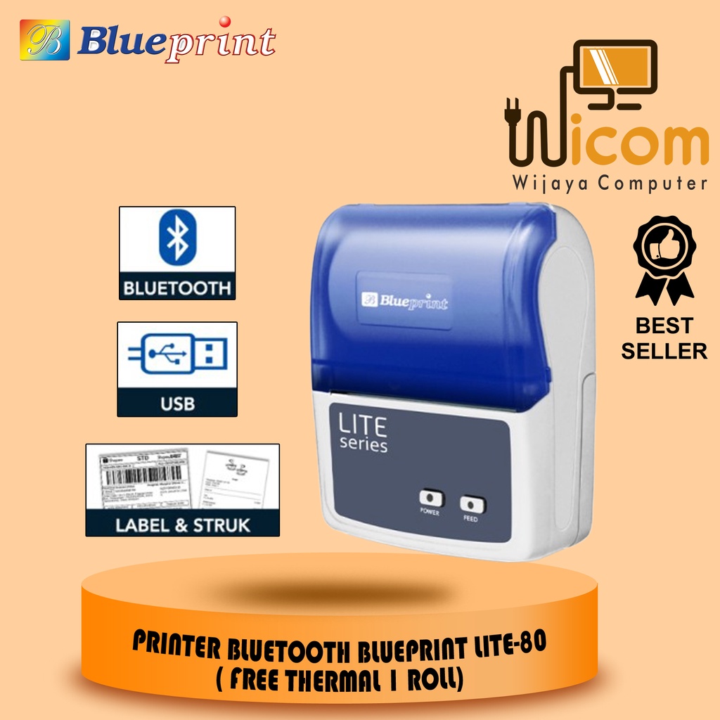 PRINTER THERMAL PORTABLE LABEL 80 BLUEPRINT BP LITE80 USB + BLUETOOTH