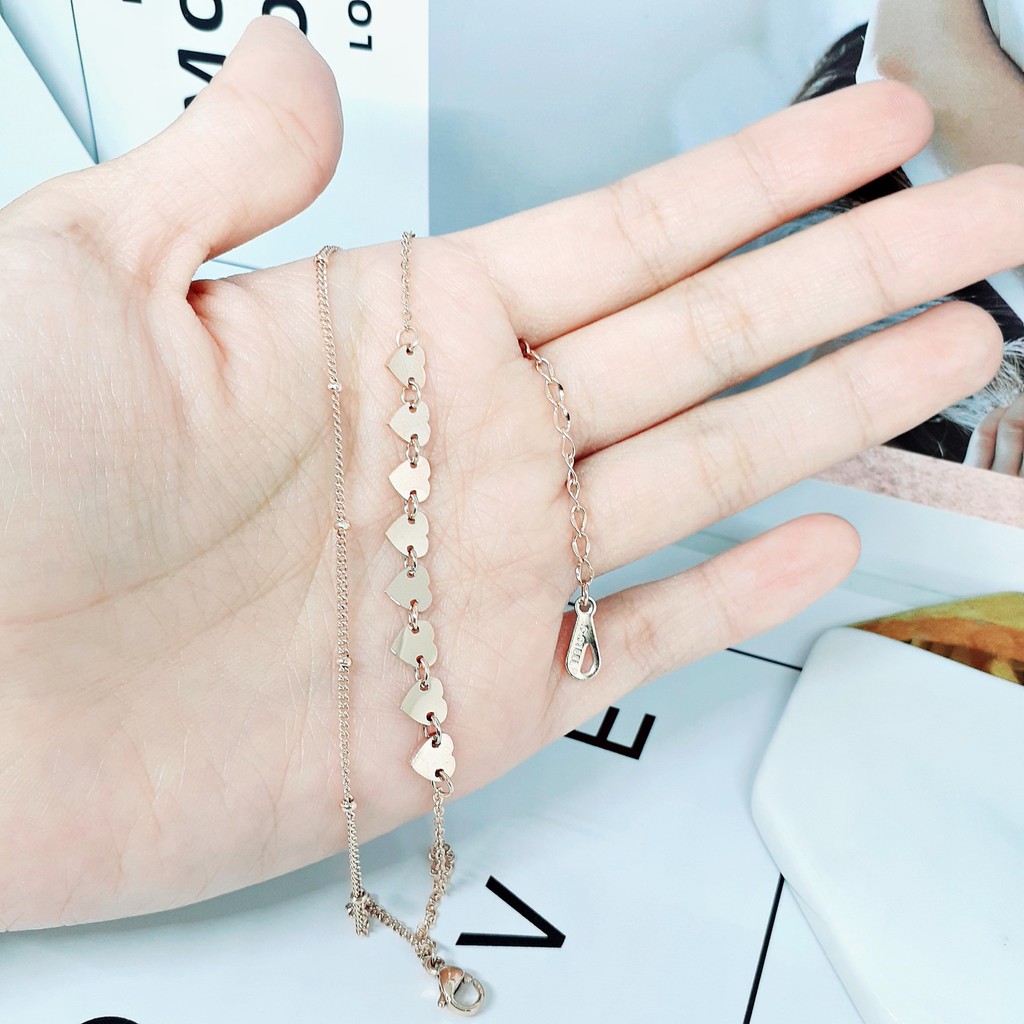 Gelang Layer Titanium Model Korea Love  Rosegold - BB524