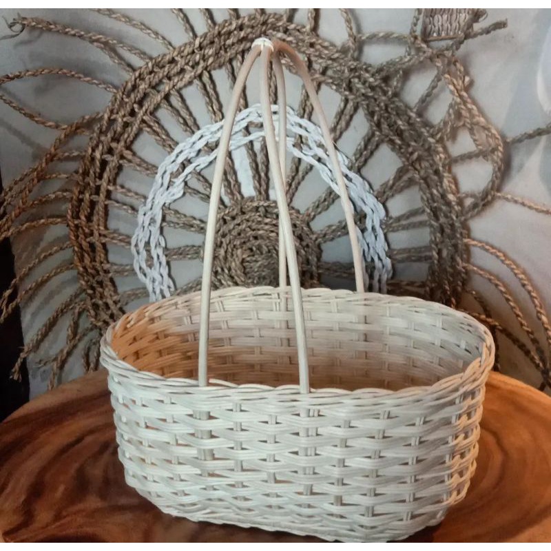 keranjang piknik rotan / keranjang piknik oval / homedecor / keranjang serbaguna