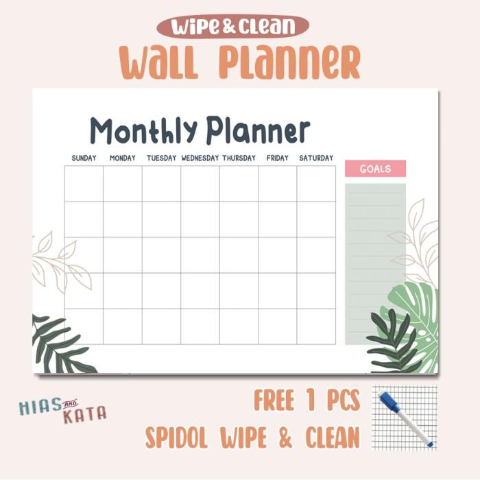 

Book Monthly Planner Monthly Schedule Tropical A3 (Free 1Pcs Spidol)