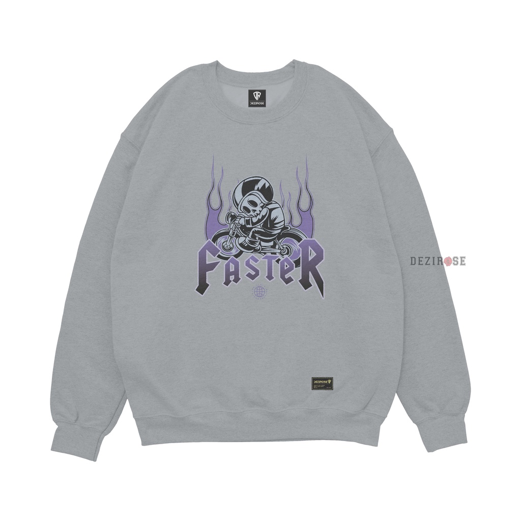 DEZIROSE Sweater Crewneck Pria Distro Faster Fleece Tebal Premium Size M-XXL