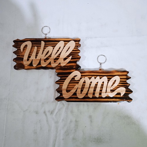 Hiasan Pintu Tulisan &quot; Well Come &quot; Hiasan Dinding Wall Decor Dari Kayu Model Lurus