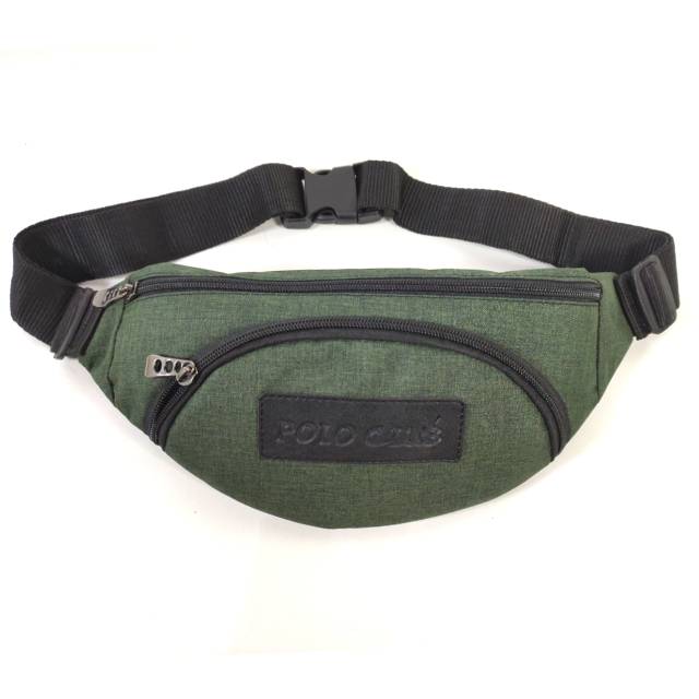 Promo Waistbag Polo Kanvas Halus Tas Pinggang Bisa Selempang 1 free kopi