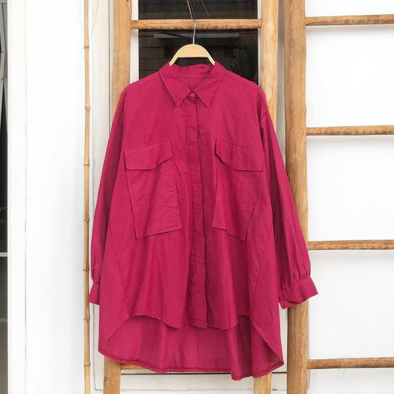 BEFAST - ZFS OOTD Kemeja Oversize JESICA / LINEN POCKET TUTUP OVERSIZE SHIRT / Pakaian Oversize Kemeja Wanita / Kemeja Casual Wanita / Fashion Wanita Kerja/Kampus / Kemeja Jumbo Polos Formal / Outfit Cewe Kue Kekinian 2022 / Terlaris / Kemeja Best Seller