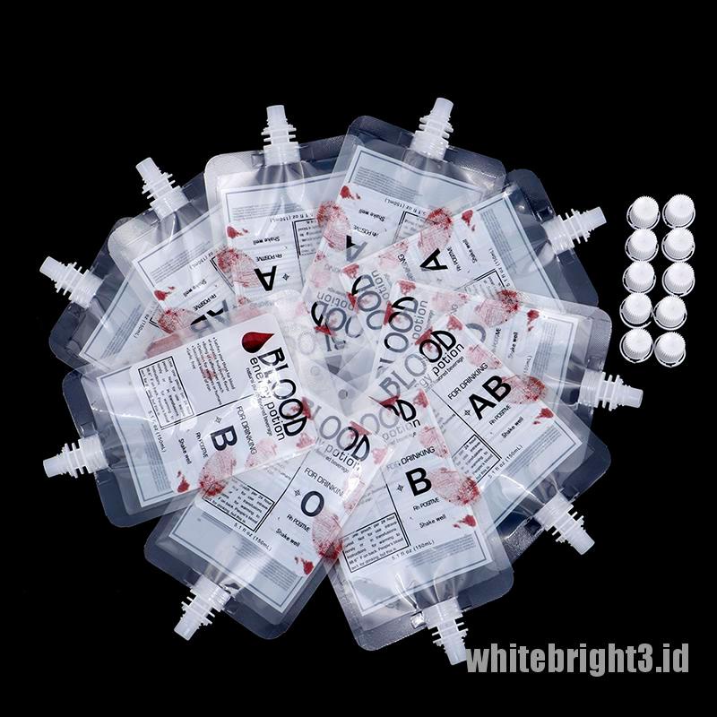 (white3) 10pcs Kantong Darah Untuk Properti Cosplay Zombie Halloween