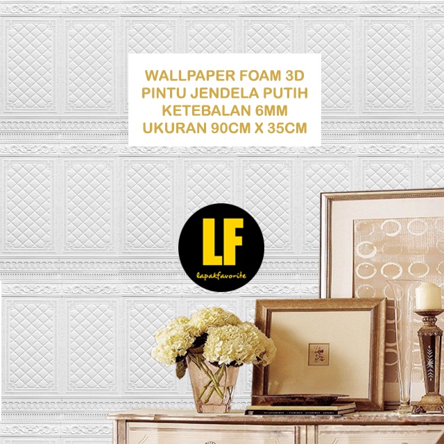 AA Wallpaper 3D Foam Stiker Motif Batik Pintu Jendela Putih Wallpaper Sticker Foam