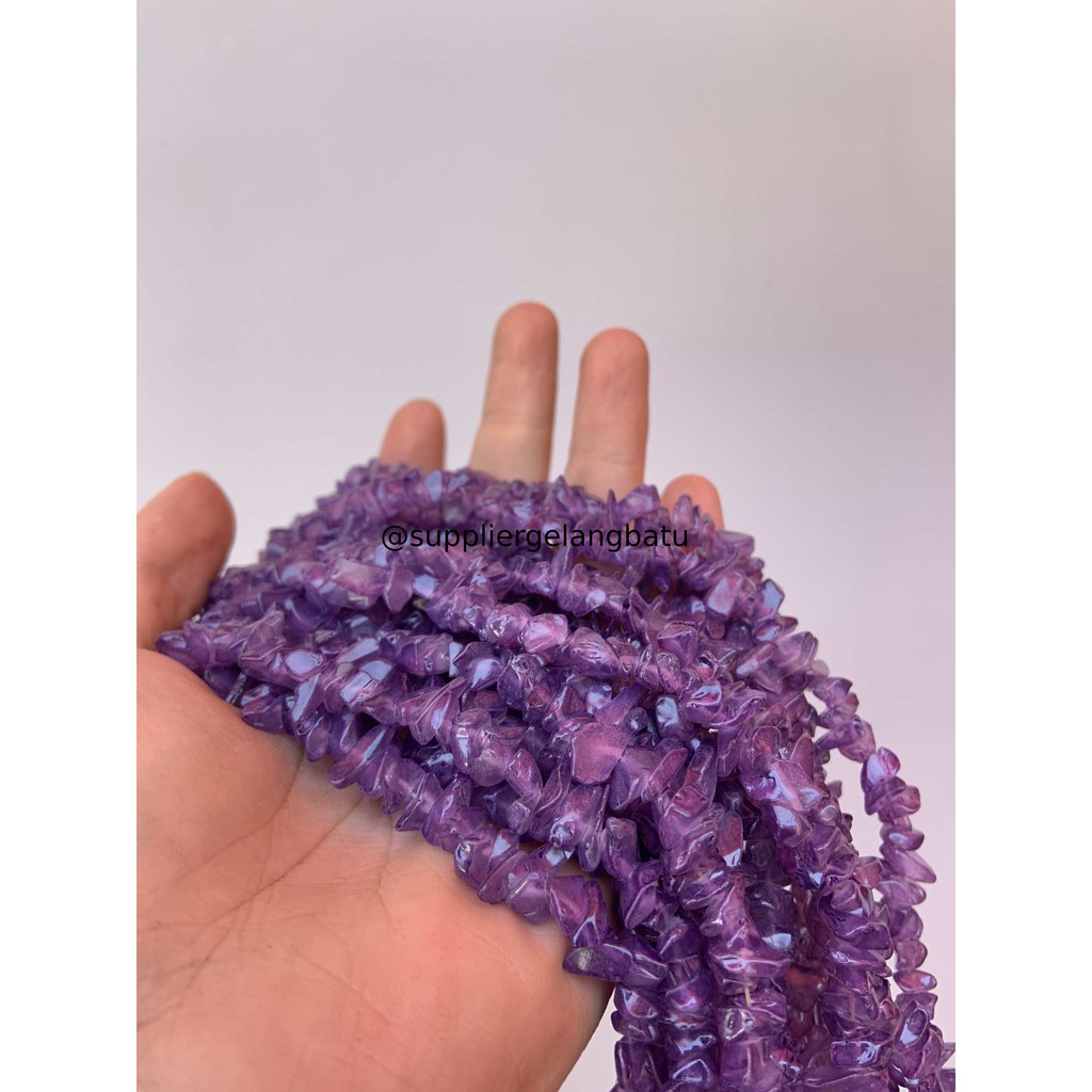 kerikil kaca purple quartz 1cm bahan gelang kalung ungu kerajinan