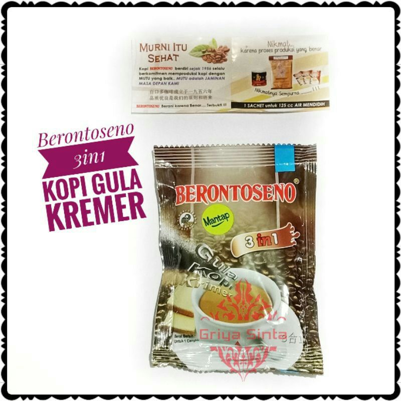 

BERONTOSENO 3IN1 Kopi Gula Krimer - 5 Sachet