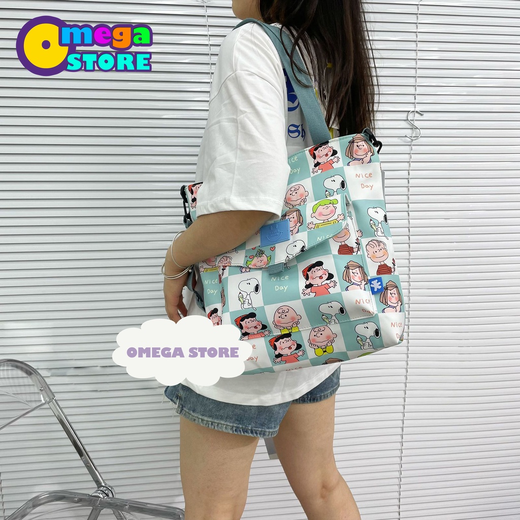 [O&amp;S] Tote Bag Resleting Motif Snoopy Lucu Perempuan Korea Fashion Tas Jinjing Sekolah-OS266