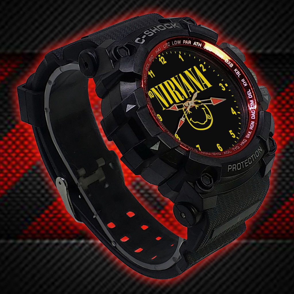 (ISTIMEWA BOSSQUE) JAM TANGAN NIRVANA LIST MERAH - EXCLUSIVE