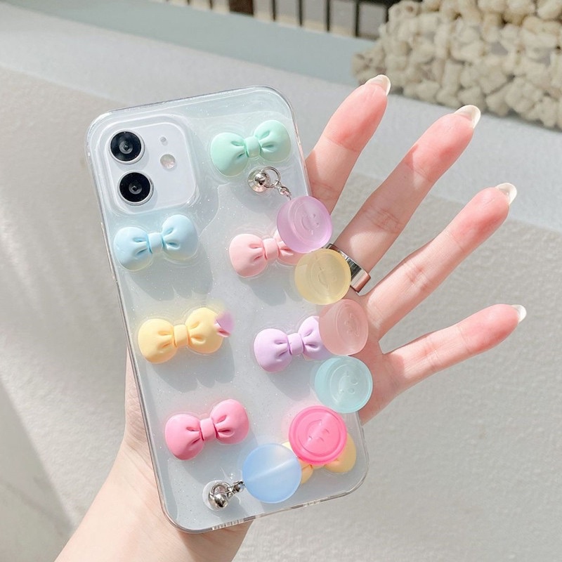 Colorful Ribbon 3D Case with Chain Grip Samsung A12 A13 A23 A33 A53 A52 A72 A73 A70 A50 A51 A30 A21s A20s A20 A11 M11 M31 M51 M52 M20 Z flip 2 3 Zflip Fold S22 S21 S20 Ultra Plus