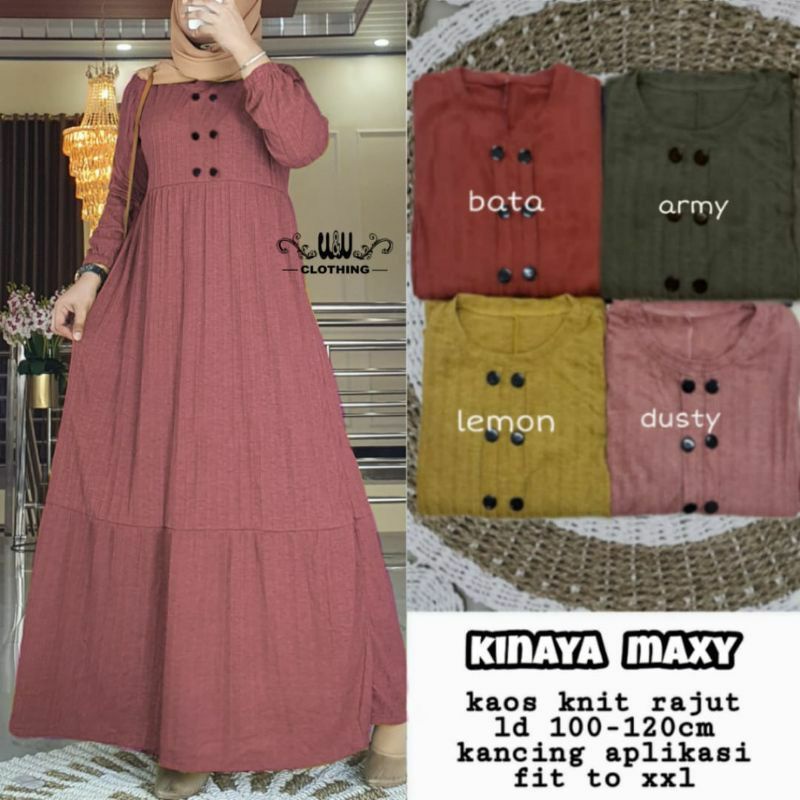 Baju Gamis Kinaya Maxy Perempuan Baju Muslim Bju Muslimah Dress Casual Gamis Lebaran Premium Wanita 