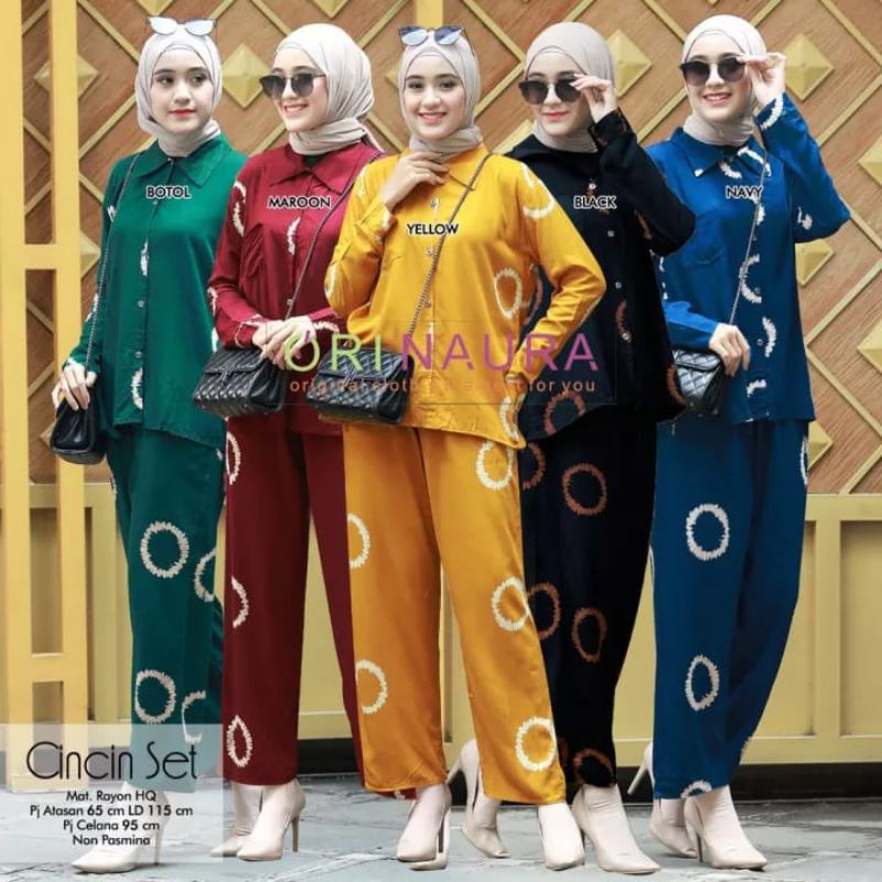 SETELAN PANJANG WANITA ONESET TIEDYE MOTIF CINCIN TERBARU 2021 SETELAN BAHAN RAYON VIRAL