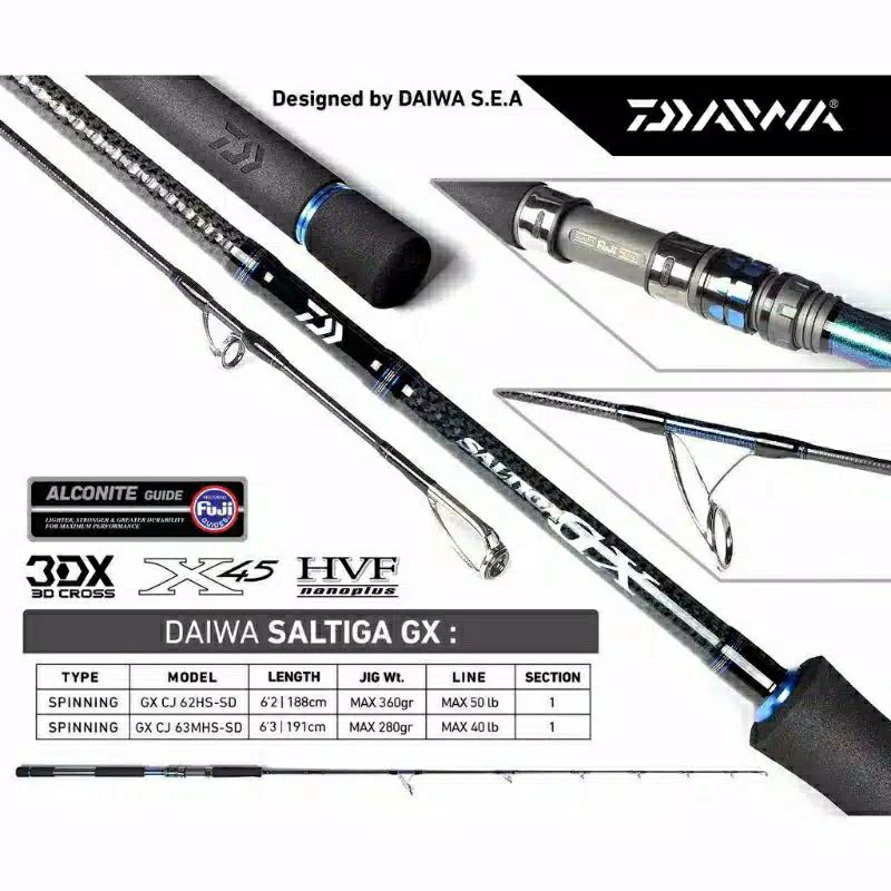 joran Jigging Daiwa SALTIGA GX CJ | 62HS | 63MHS | 64MS | SPINNING | ONE PIECE