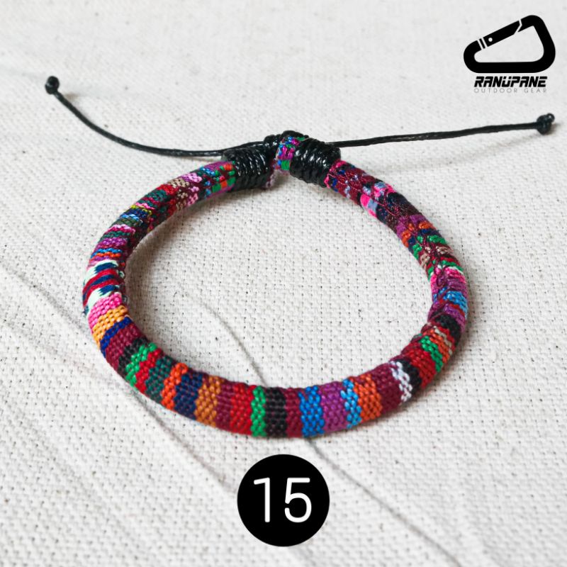 Gelang Tenun Etnik Songket Gelang khas Lombok Motif Unik Gelang Vintage Etnik Etnic Pendaki Gunung Pria Wanita-15