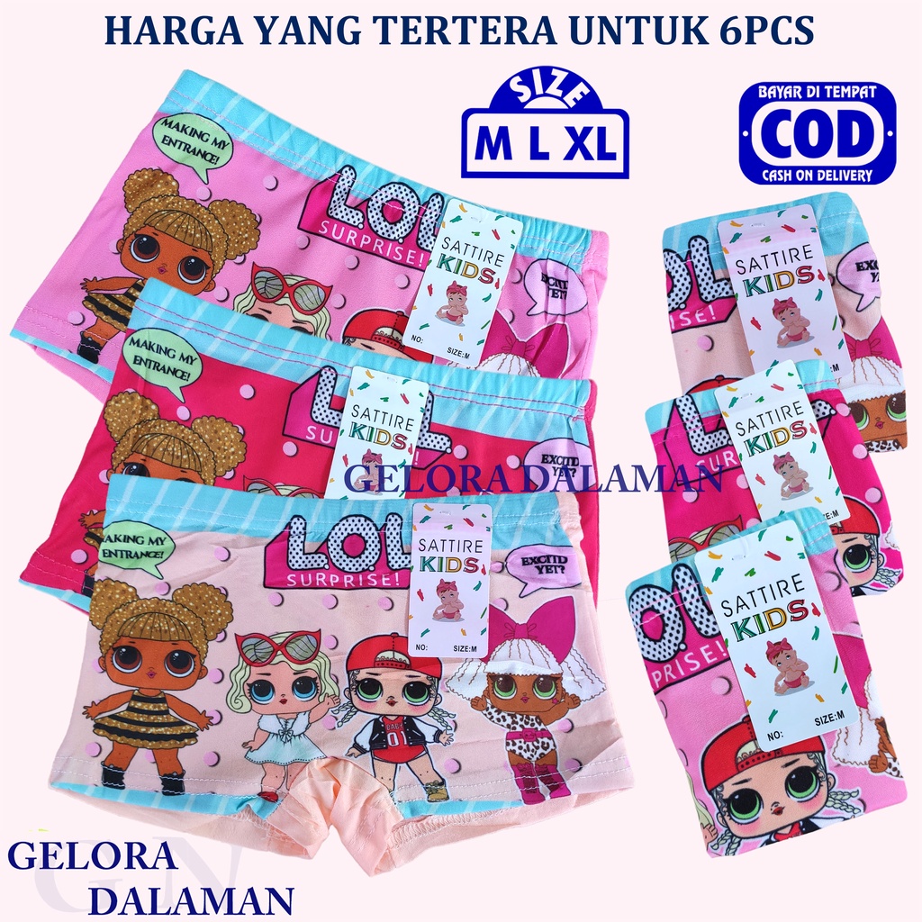 6 Pcs Celana Boxer Anak Perempuan Celana Dalam Pendek Anak Cewek  Gambar