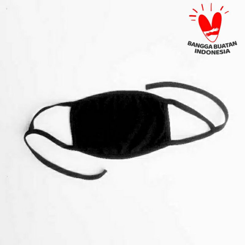 Masker Kain tali Hijab Mulut Hidung Hitam Polos - masker Motor Hijab