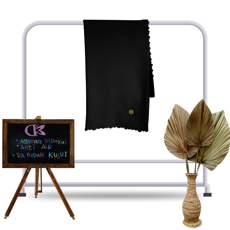 Hijab Voal Superfine Waterproof Laser Cut - BLACK