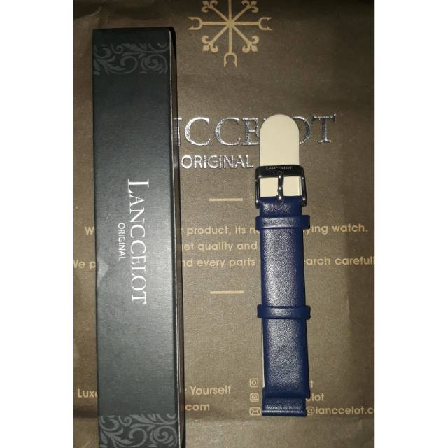 Lanccelot Aegis Blue Leather Buckle Silver Strap Jam Tangan