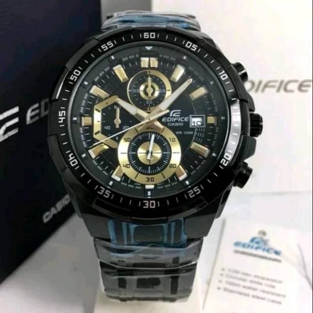Jam Pria Merek Casio Edifice EFR 539 EFR539 Black Gold Ori BM Fullset