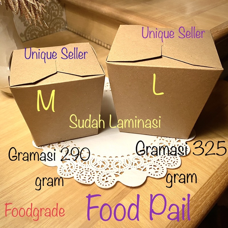 Food Pail L Laminasi / Dus Box Kotak Makan Kraft L / Food Pail Kraft L MINIMAL PEMBELIAN 20 PCS