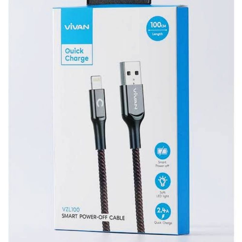 (VIVAN V-ZC) Kabel Data Usb Type C 3A Max LED Fast Charge Smart Power Cable Vivan Type C