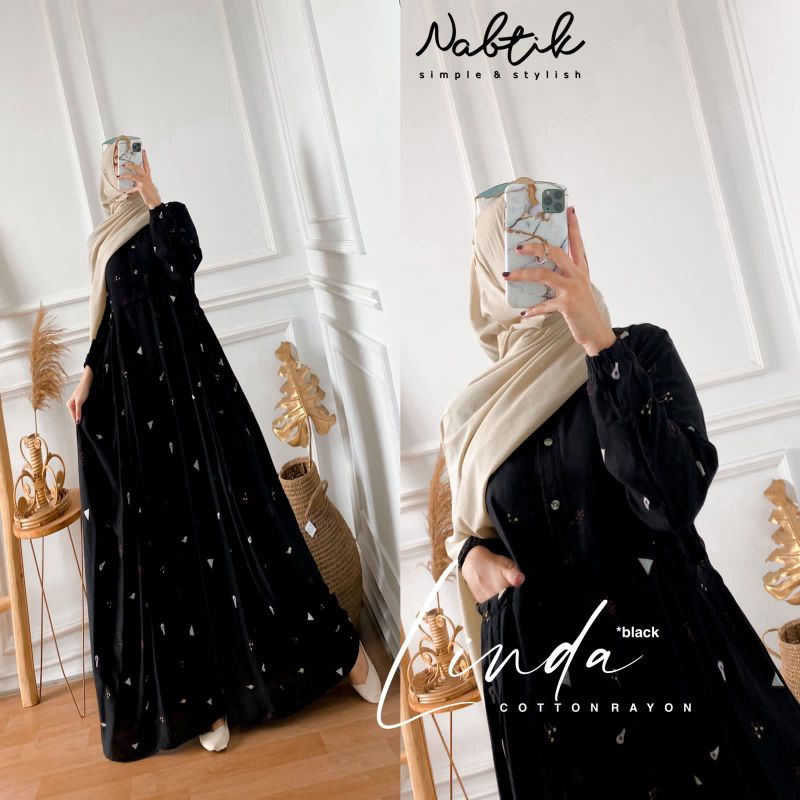 Resstokk  gamis caton Rayon Linda terbaru original by nabtik/terlaris