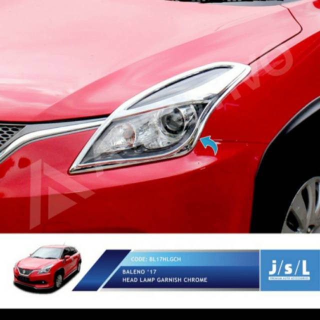Garnish lampu depan Baleno 2017 Hitam &amp; Chrome / head lamp garnish jsl