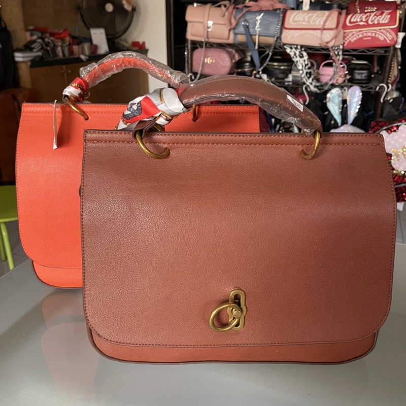 Tas Handbag Wanita Tenteng handle selempang Import Bahan Kulit Sintetis Tanggulangin Sling bag kerja