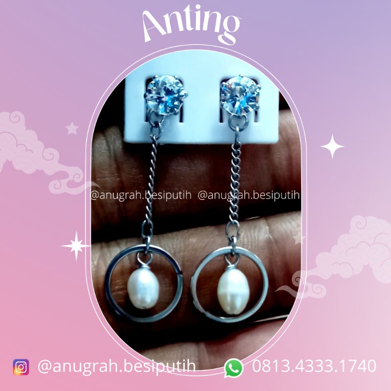 Anting mutiara / Anting besi putih
