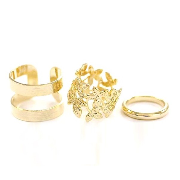 Cincin Emas / Perak J13 Wanita 3Pc Set Korea Fashion Perhiasan Wanita Women Ring