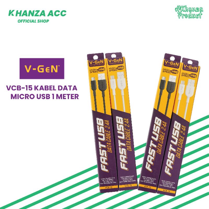 KHANZAACC Kabel Data USB V-GeN VCB-15 Fast Charging Kabel Charger Micro USB VGEN
