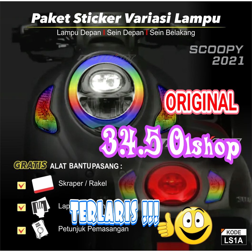 STICKER CUTTING VARIASI LAMPU HONDA SCOOPY 2021 WARNA PELANGI TRANSPARAN