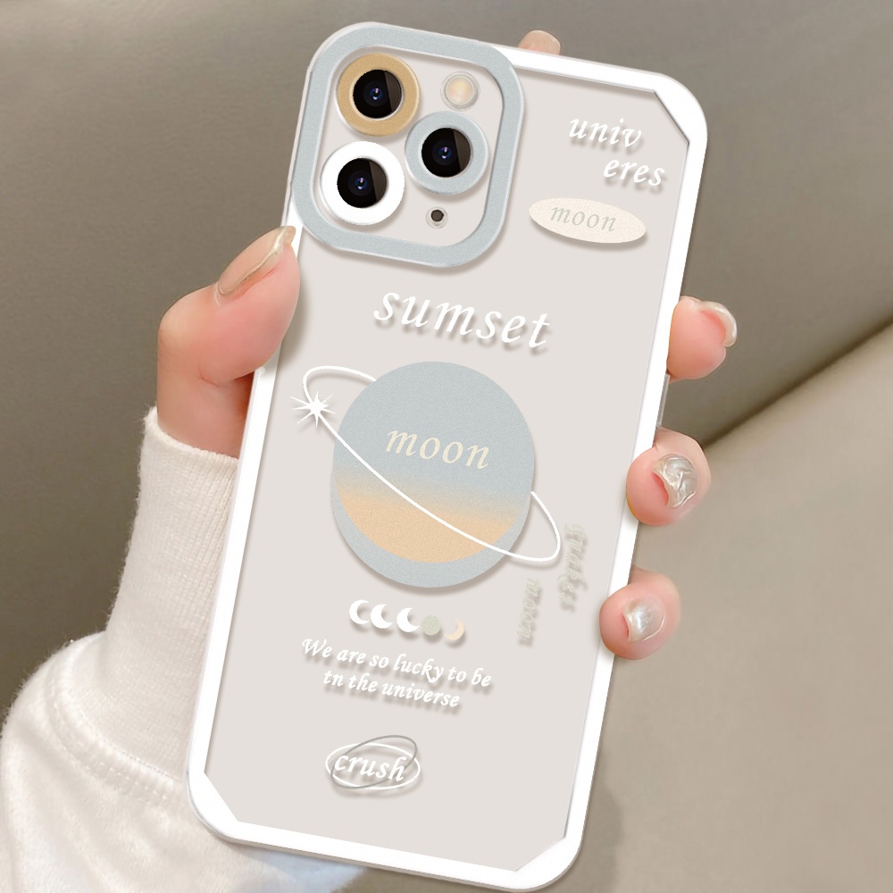 OPPO Case Transparan Motif Planet Bulan Untuk Realme C21Y C25Y C35 C31 C20 C20A C25 C25S C12 Narzo 50A 50i C21 C15 C11 9i 8i 5Z 6g 5Z 6z 5F 6i 5Z