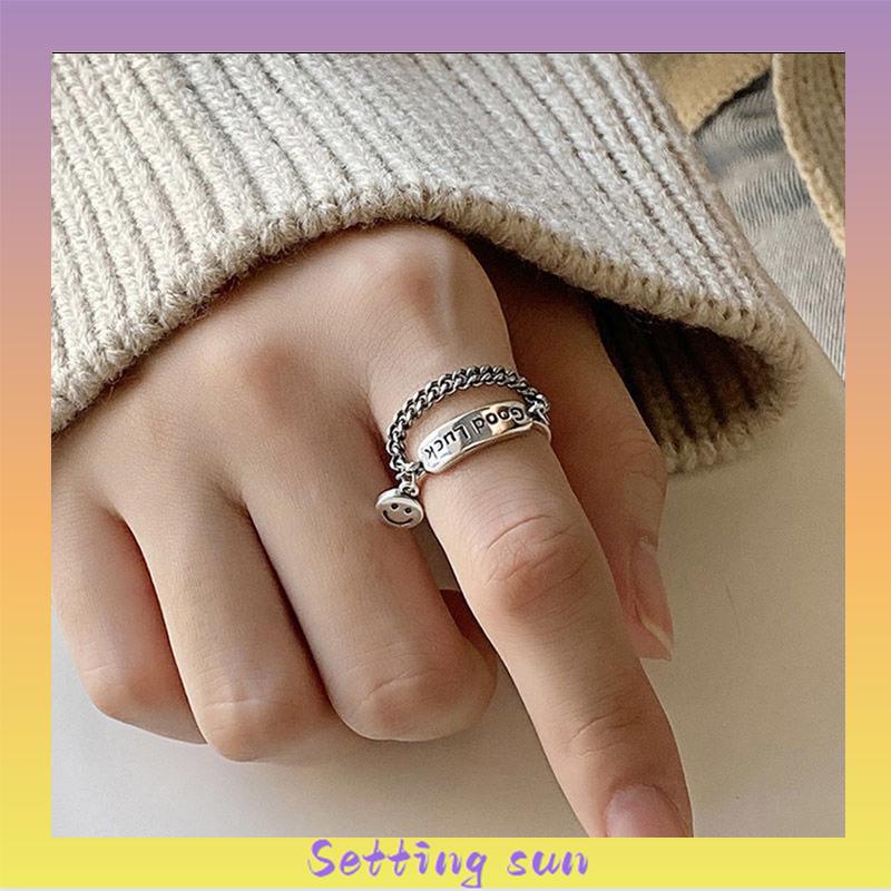 2 Pcs Cincin Korea Keren Logam Cincin Retro Gaya Punk Perhiasan Sederhana Unisex TN