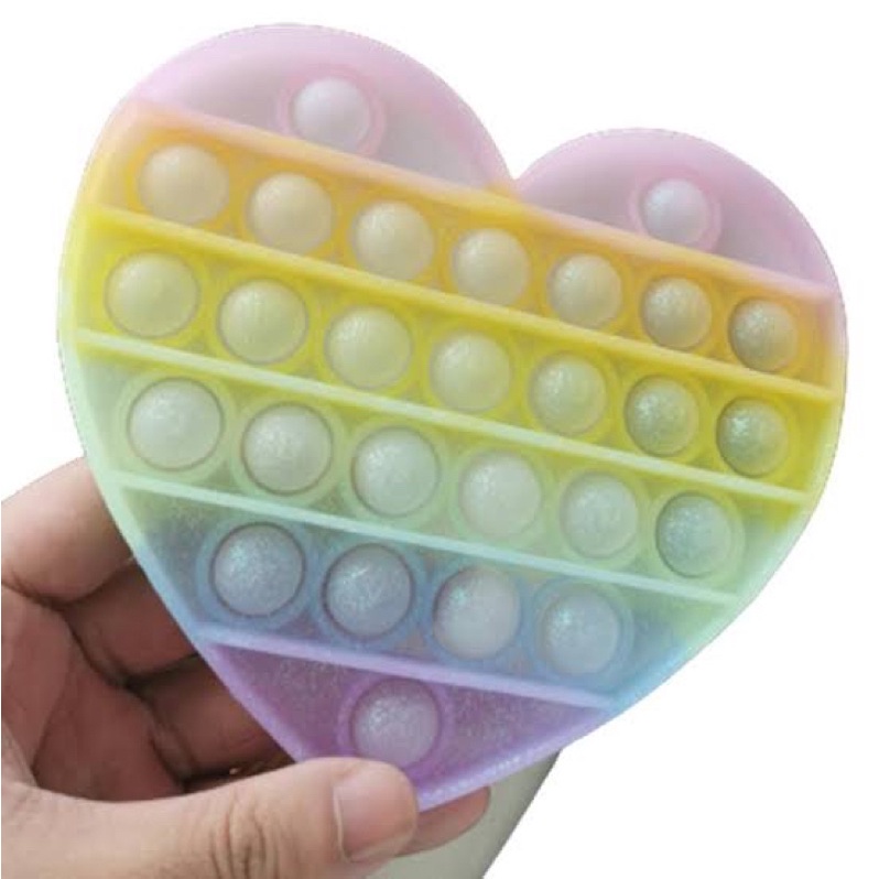 Pop It Fidget Toy Murah Rainbow Mainan Anak Penghilang Stress Tiktok-Love GLITTER