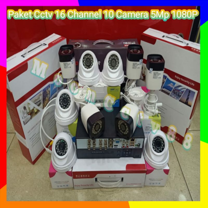 Paket Cctv Xmeye 16 Channel 10 Camera 5Mp Full HD 1080P Komplit