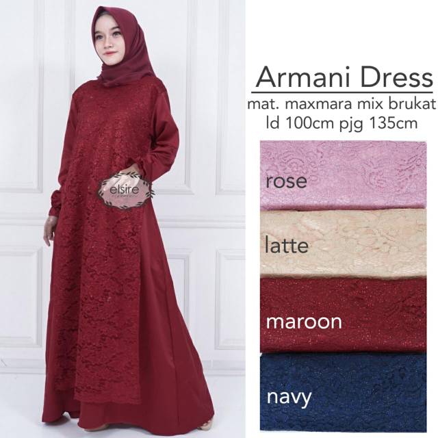 ARMANI DRESS ORI BY ELSIRE STORE READY SIAP KIRIM DRESS BROKAT DRESS KEBAYA