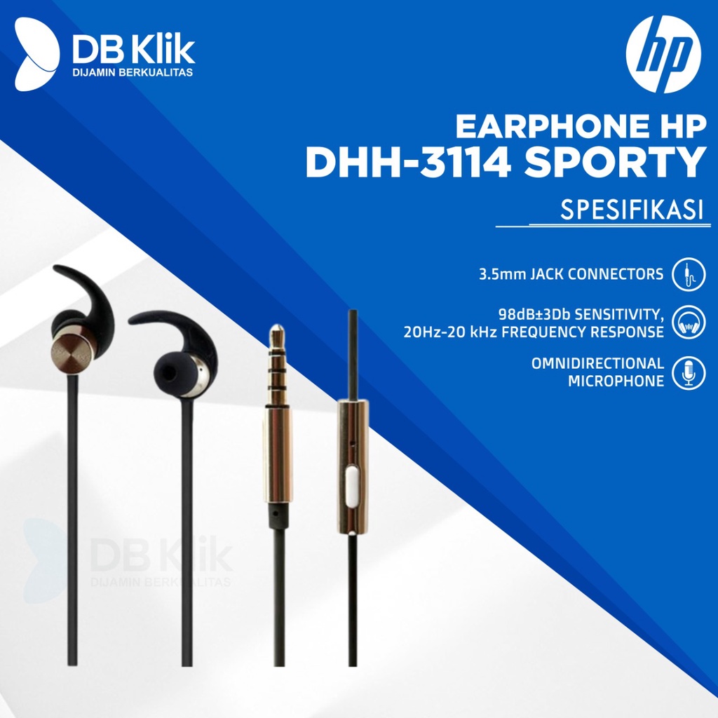 Earphone HP DHH-3114 Sporty- HP Earphone DHH-3114 Sporty Music Headset