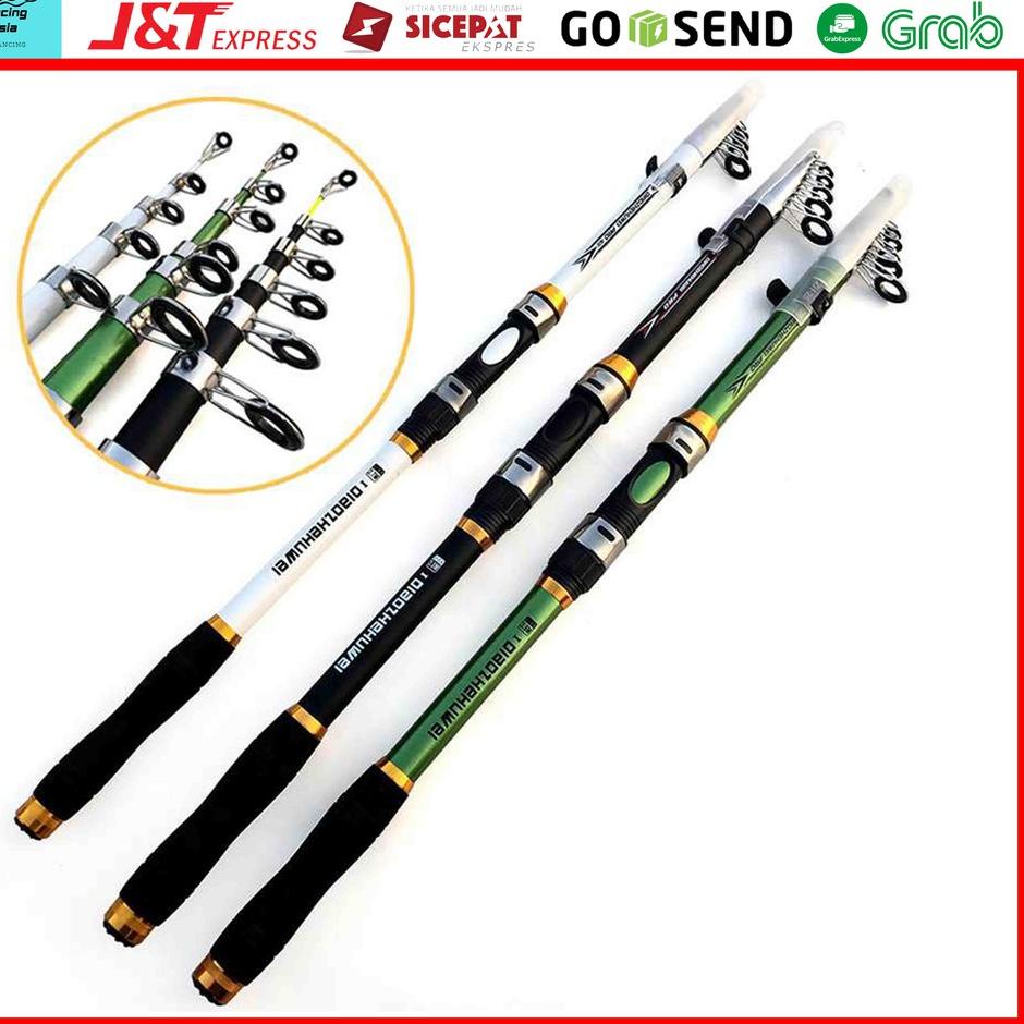 [KODE GJQBS] GHOTDA Joran Pancing Laut Carbon Kuat Fiber Lentur Telescopic Antena Panjang 2.1m, 2.4m