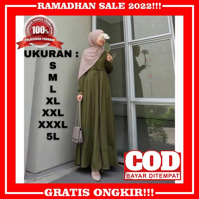 Gamis Dress Isyana Midi Bahan Rayon Viscouse Terlaris Adem Tebal Halus Nyaman Jumbo M L Xl Xxl Xxxl 