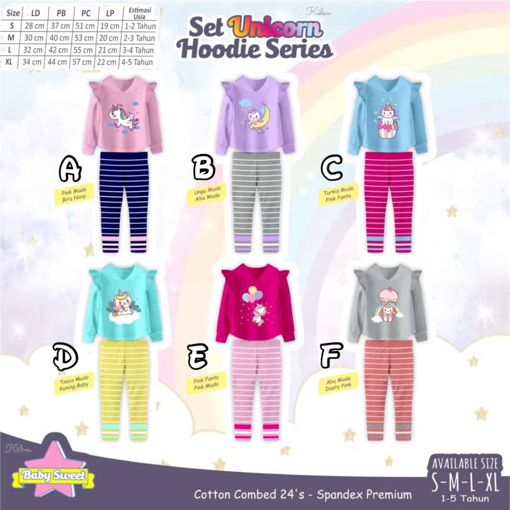 Setelan anak unicorn hoodie By Baby sweet