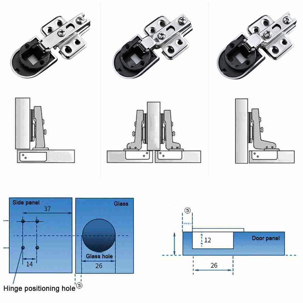 Suyo 2PCS Konektor Interior Engsel Pintu Kaca Tanpa Lubang Perlengkapan Furniture